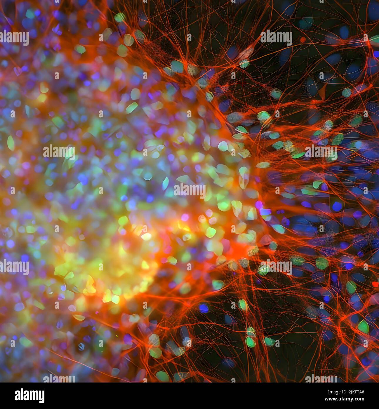 Rot: TUJ1 neuronaler Marker (Beta III Tubulin). Stockfoto