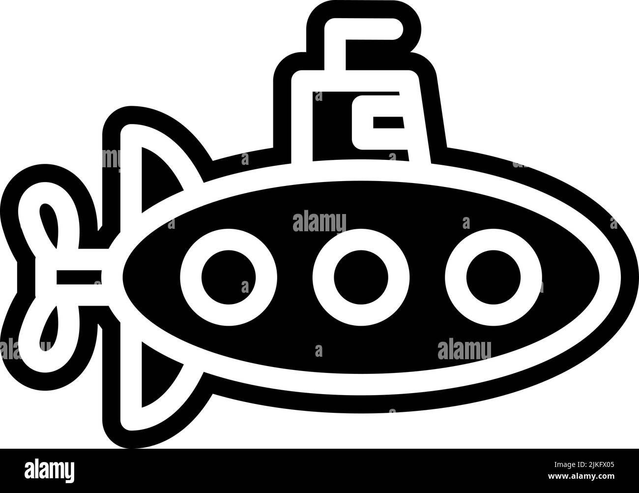 U-Boot-Symbol, schwarze Vektorgrafik. Stock Vektor