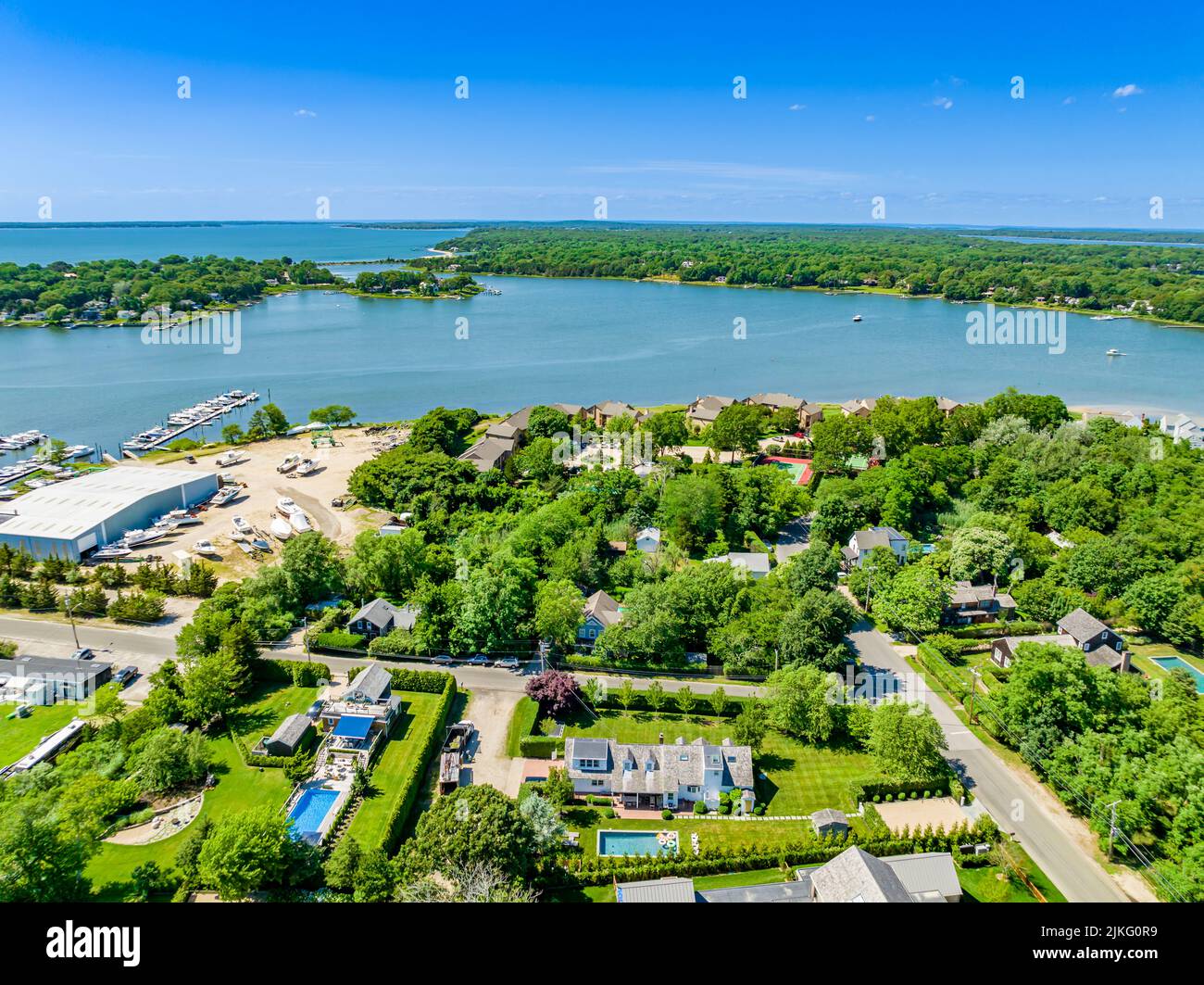 Luftaufnahme von Sag Harbor, NY Stockfoto