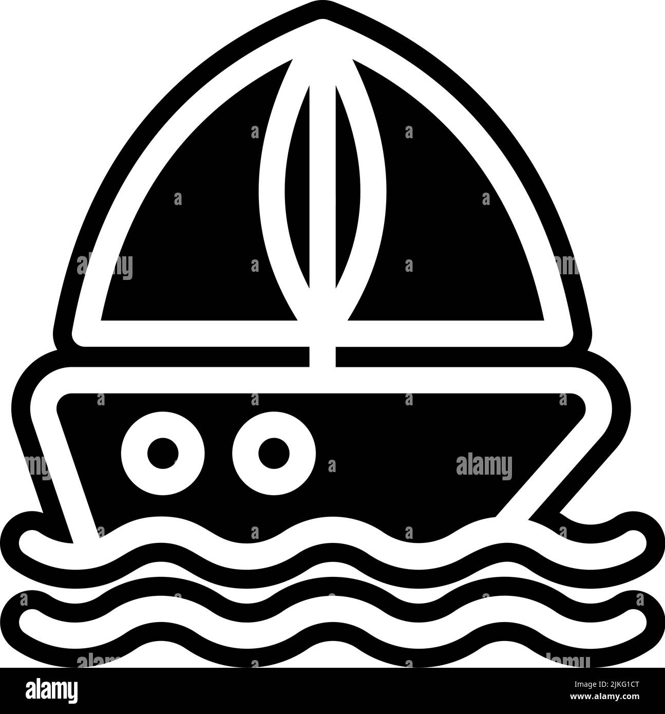 Segelboot Symbol schwarze Vektorgrafik. Stock Vektor