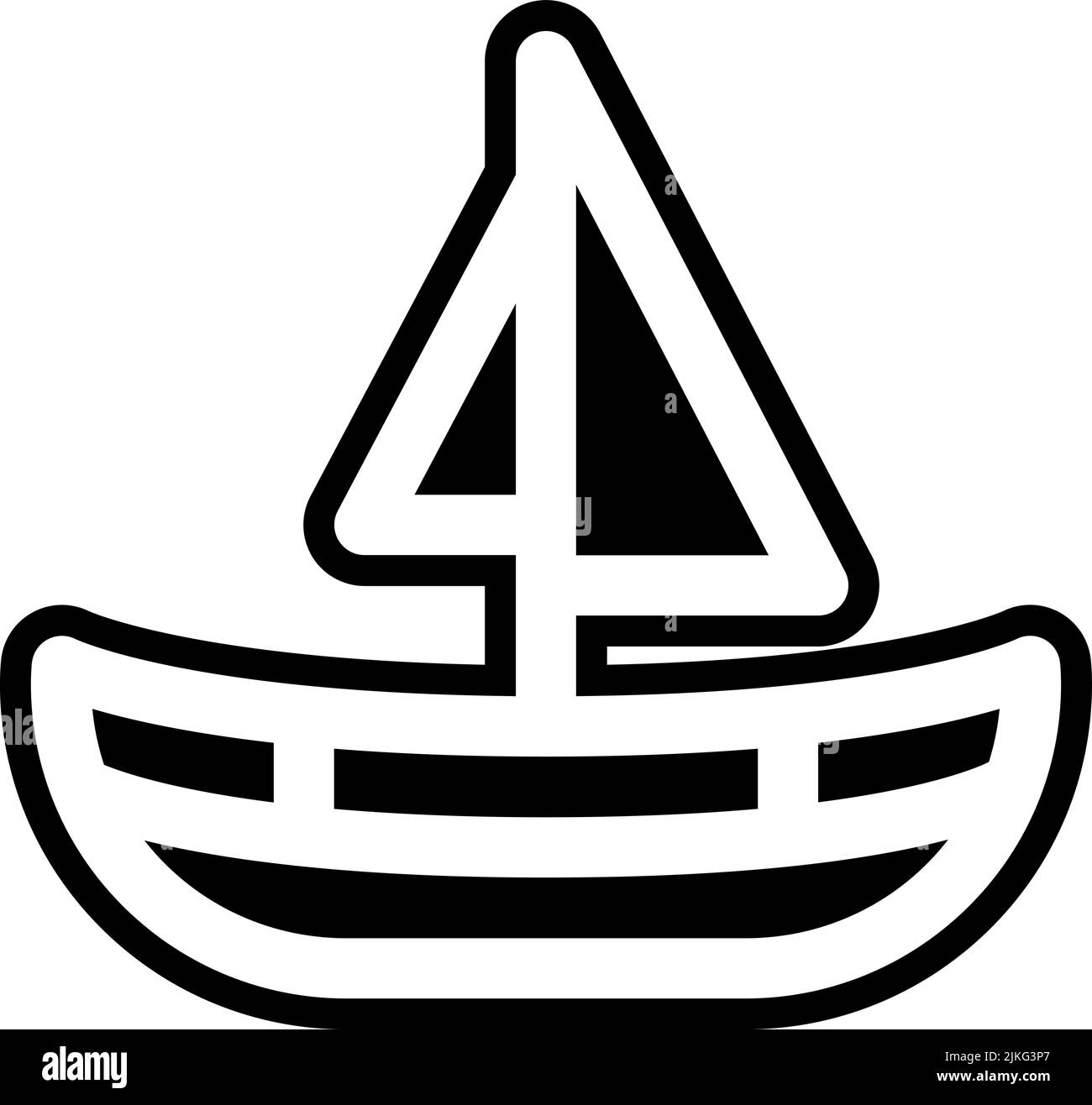 Schiffssymbol, schwarze Vektorgrafik. Stock Vektor