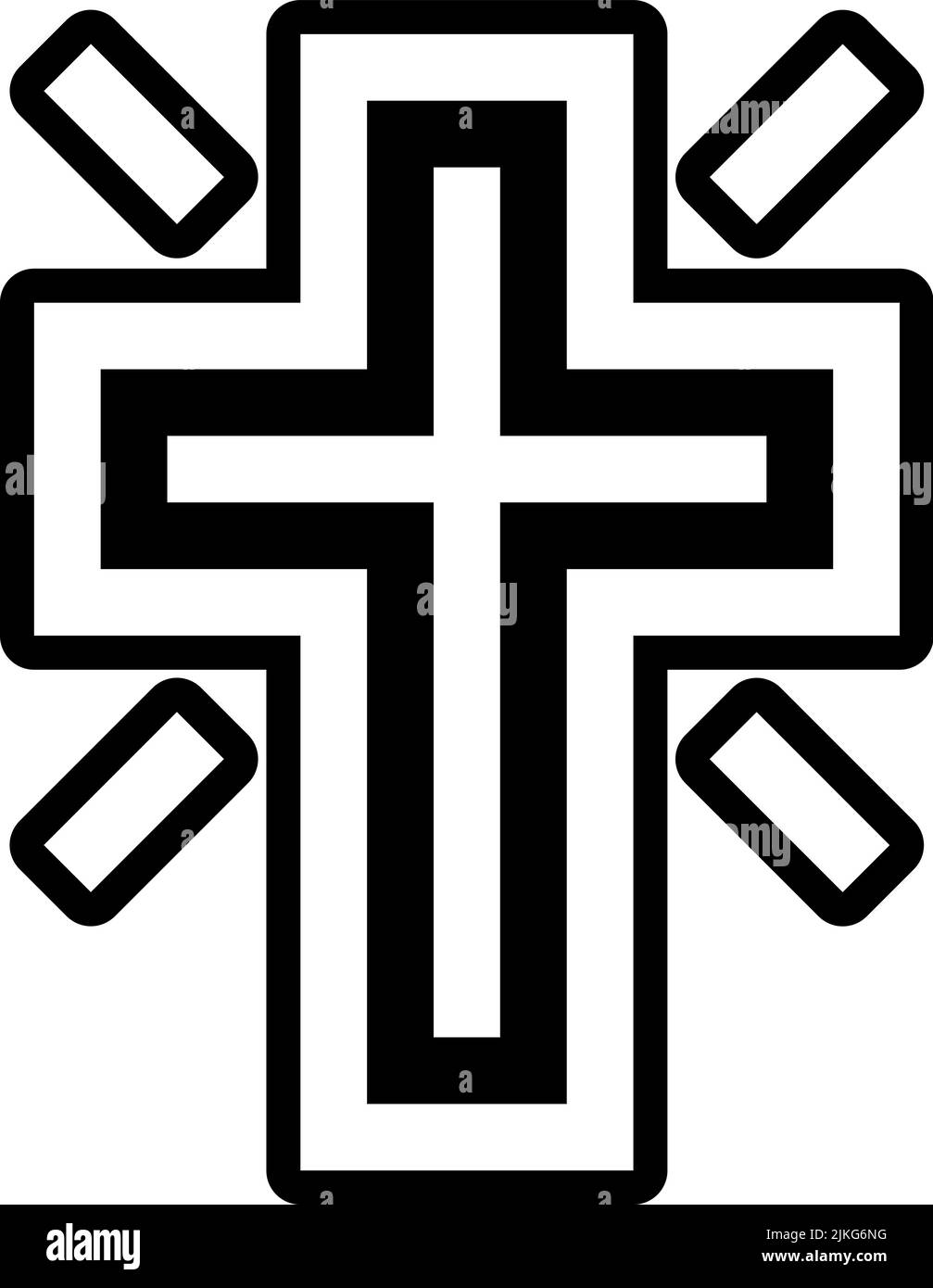 Kreuzsymbol, schwarze Vektorgrafik. Stock Vektor