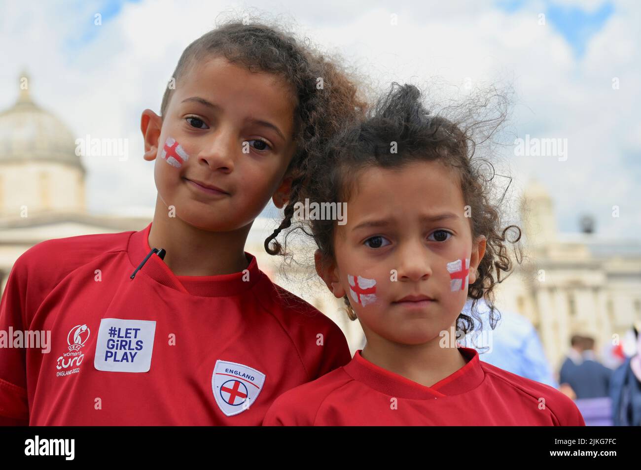 Siegerfeiern für den Sieg der Frauen bei der Euro 2022. Trafalgar Square, London. VEREINIGTES KÖNIGREICH Stockfoto