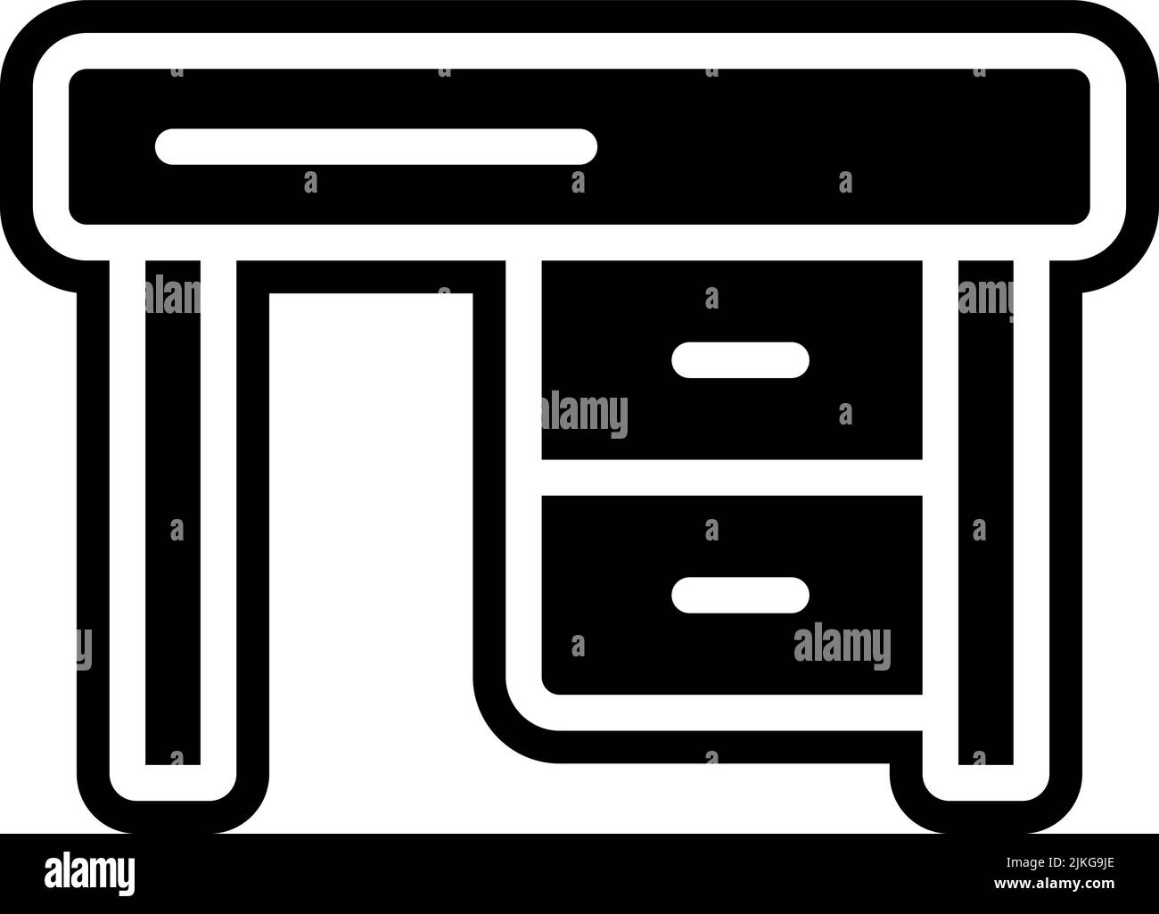 Schreibtischsymbol, schwarze Vektorgrafik. Stock Vektor