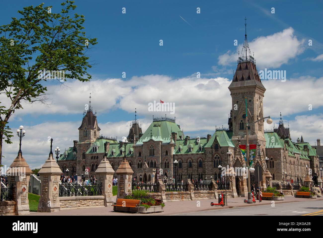 Parlamentsgebäude, East Block und Wellington Street, Ottawa, Ontario, Kanada Stockfoto