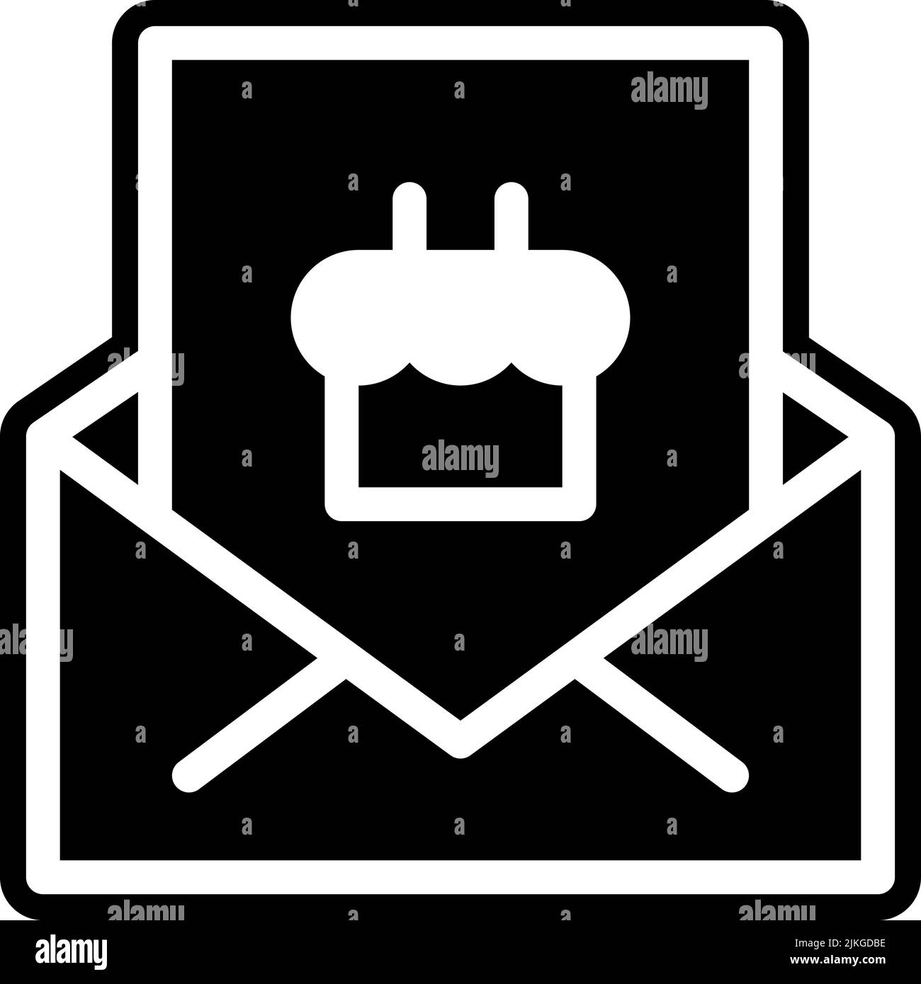 Geburtstagseinladung Symbol schwarze Vektor-Illustration. Stock Vektor