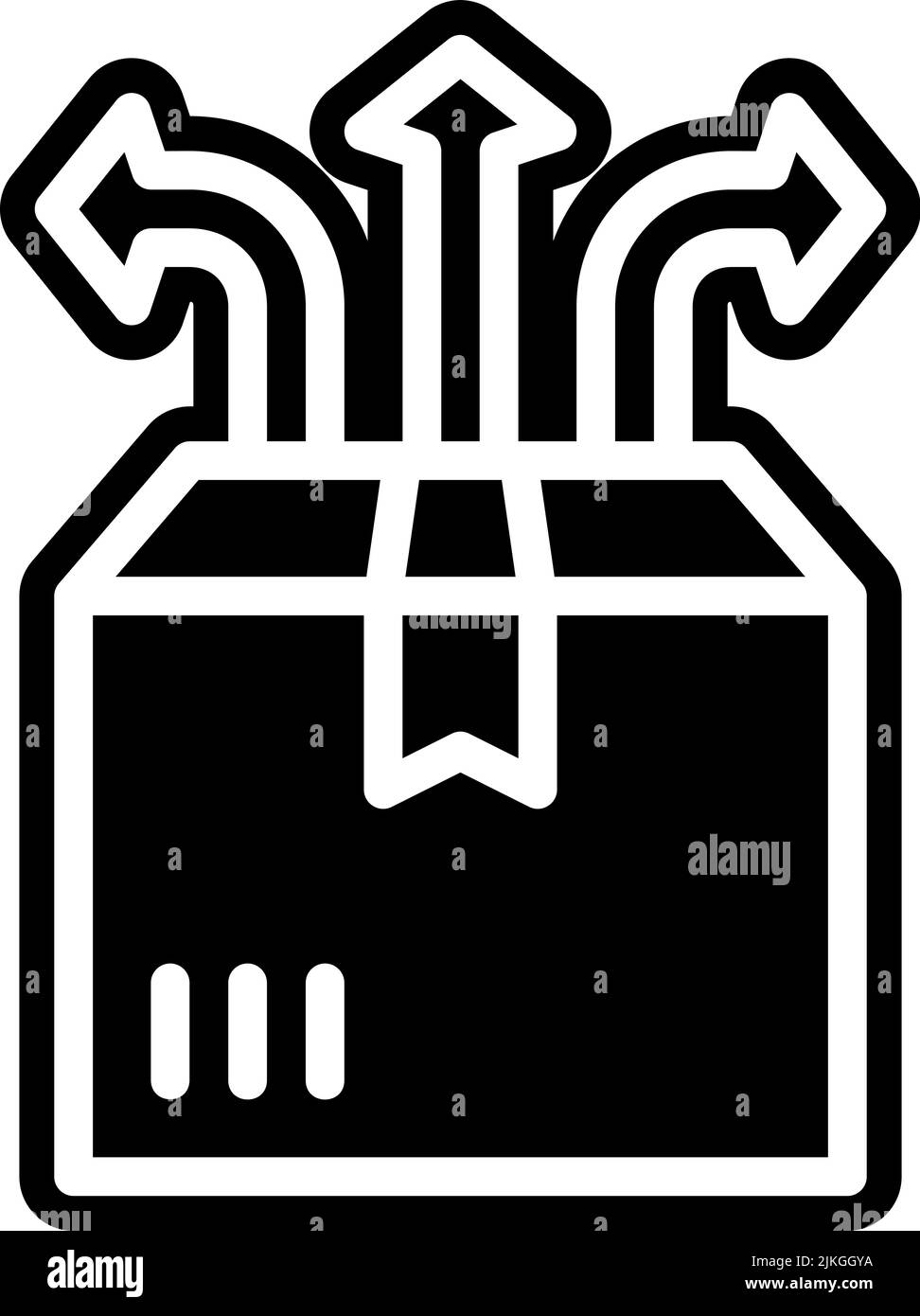 Verteilungssymbol, schwarze Vektorgrafik. Stock Vektor