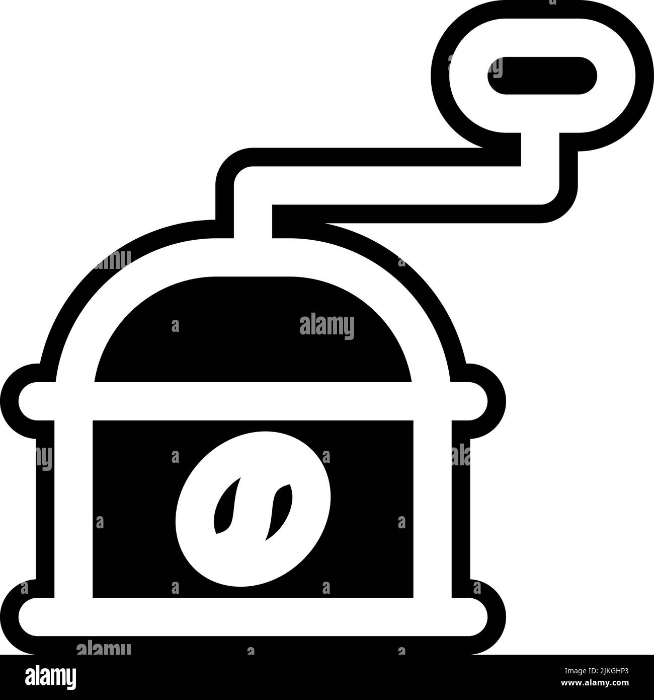 Symbol für Kaffeemühle, schwarze Vektorgrafik. Stock Vektor
