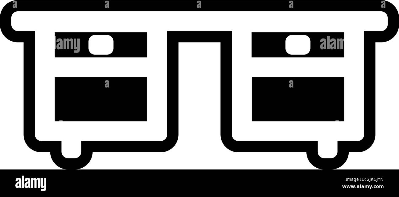 Schreibtischsymbol, schwarze Vektorgrafik. Stock Vektor