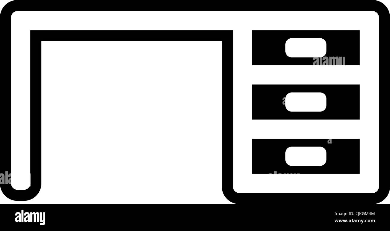 Schreibtischsymbol, schwarze Vektorgrafik. Stock Vektor