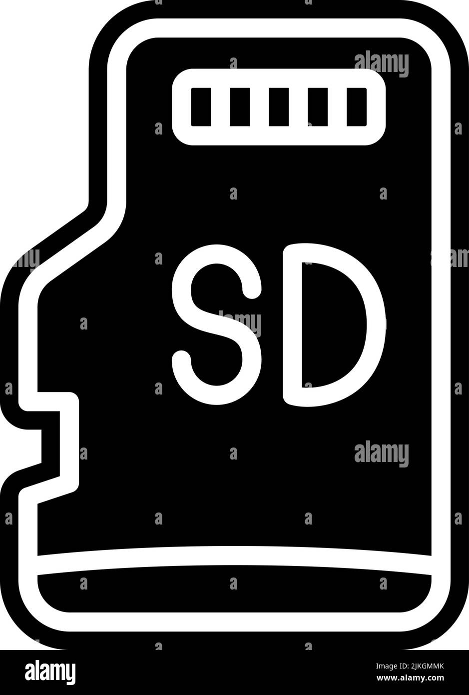 Symbol für Micro-sd-Karte, schwarze Vektorgrafik. Stock Vektor