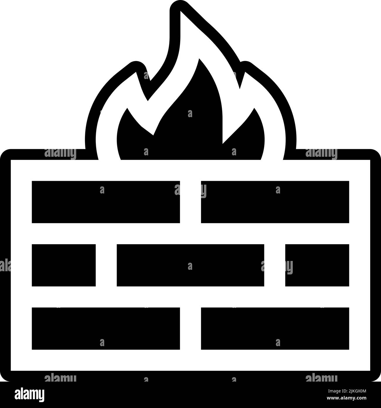 Schwarze Vektorgrafik für Firewall-Symbol. Stock Vektor