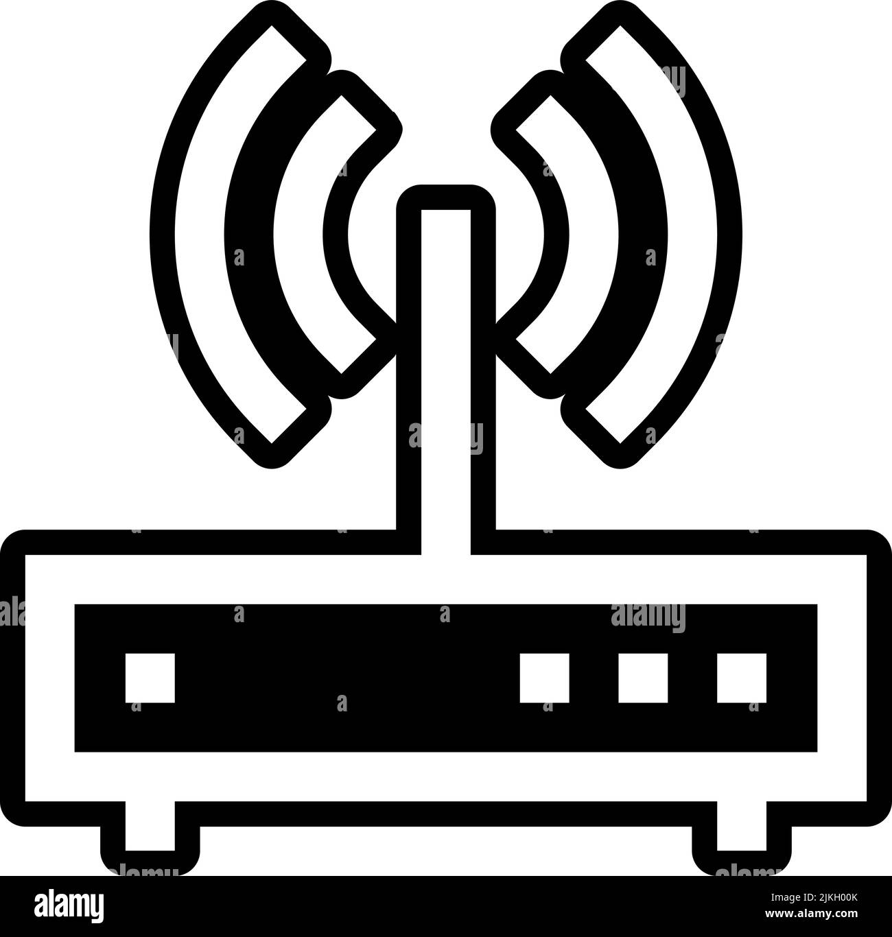 Symbol für Router-Gerät, schwarze Vektorgrafik. Stock Vektor