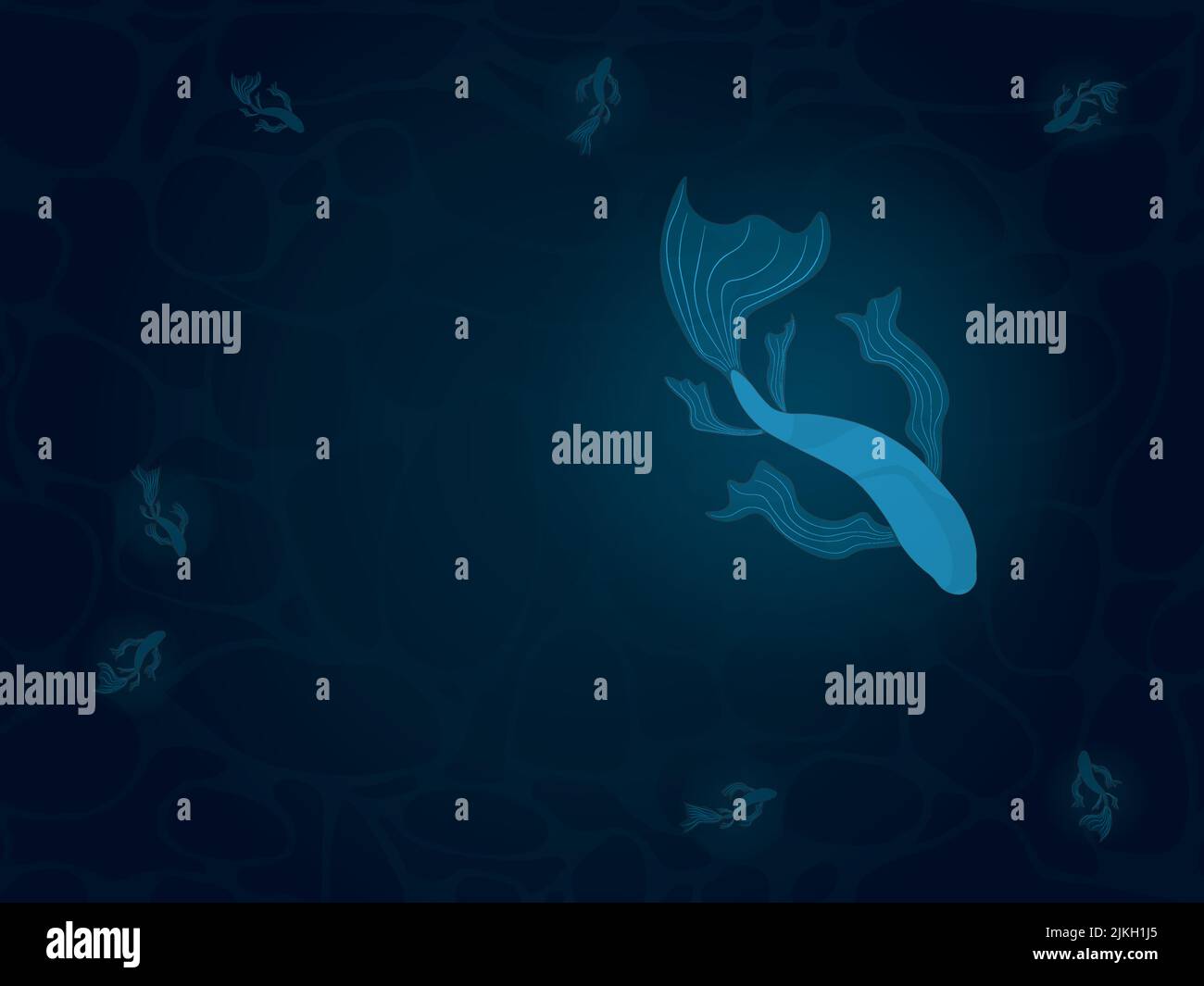 Tiefes Unterwasser-Lumineszenting blaue Fisch-Vektor-Illustration Stock Vektor