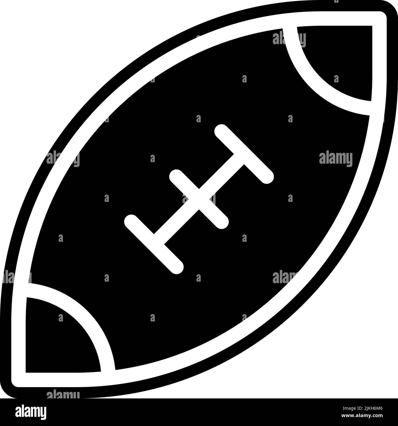 rugby-Ball-Symbol, schwarze Vektorgrafik. Stock Vektor