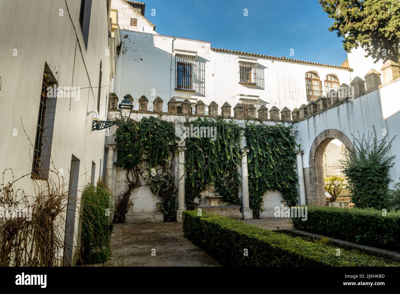 Eine schöne Fassade des königlichen Alcazar Palastes in Sevilla, Spanien Stockfoto