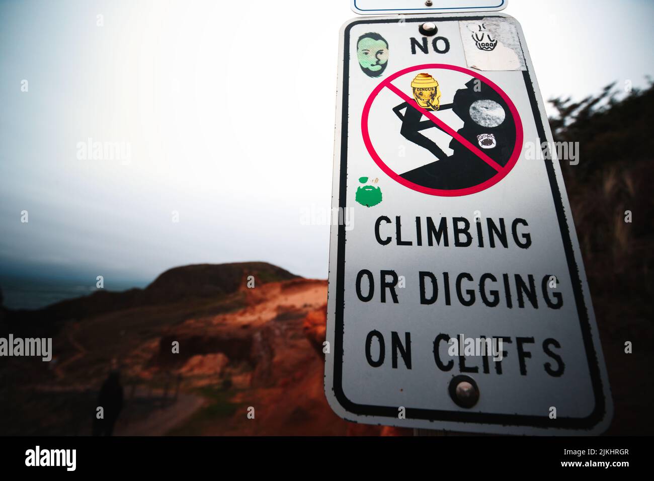 Ein Schild auf den Klippen des Seal Rock State Park in Oregon, USA Stockfoto