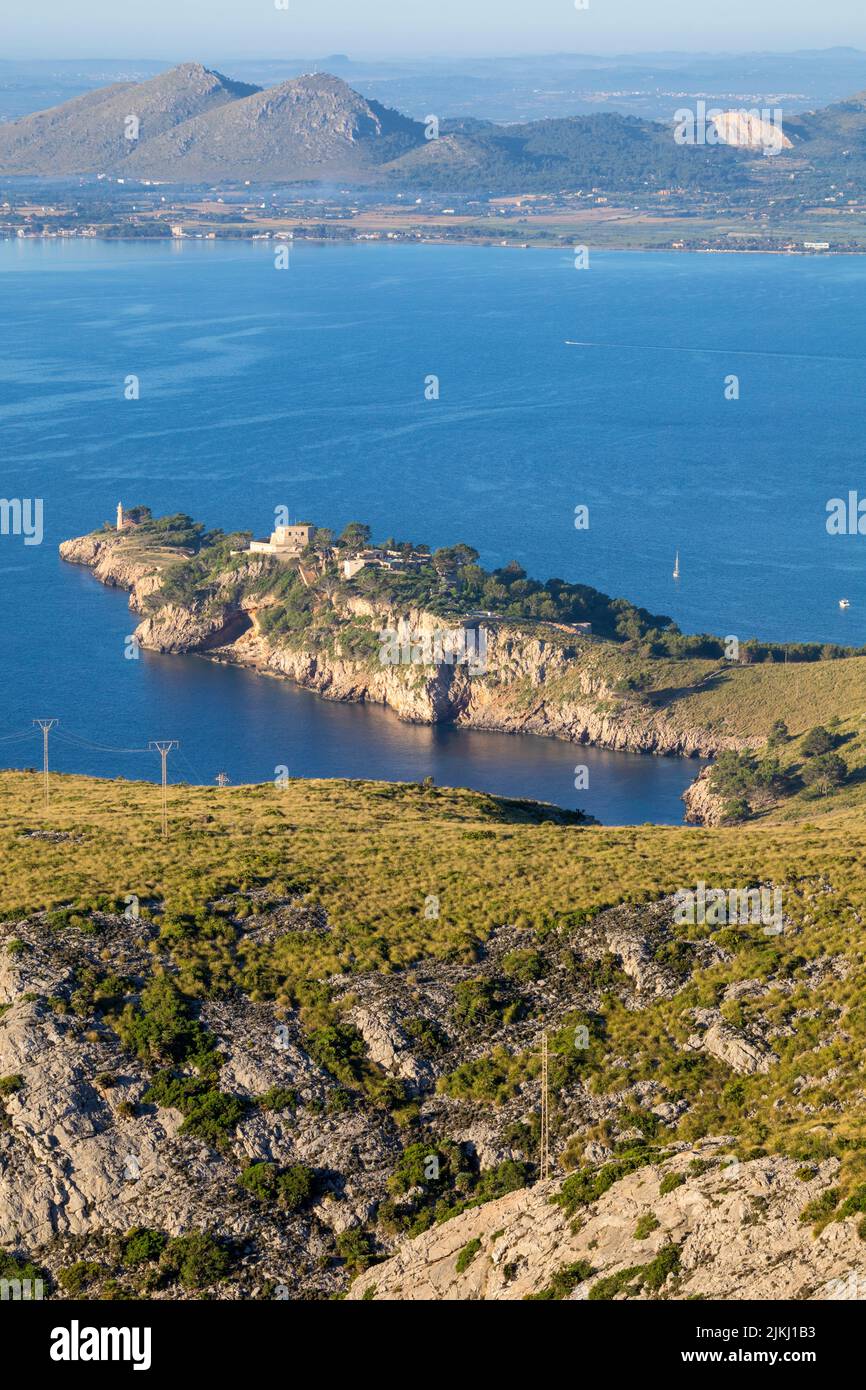 Spanien, Balearen, Mallorca, Bezirk Pollença. La Fortaleza, Punta Avanzada, Puerto de Pollensa Stockfoto