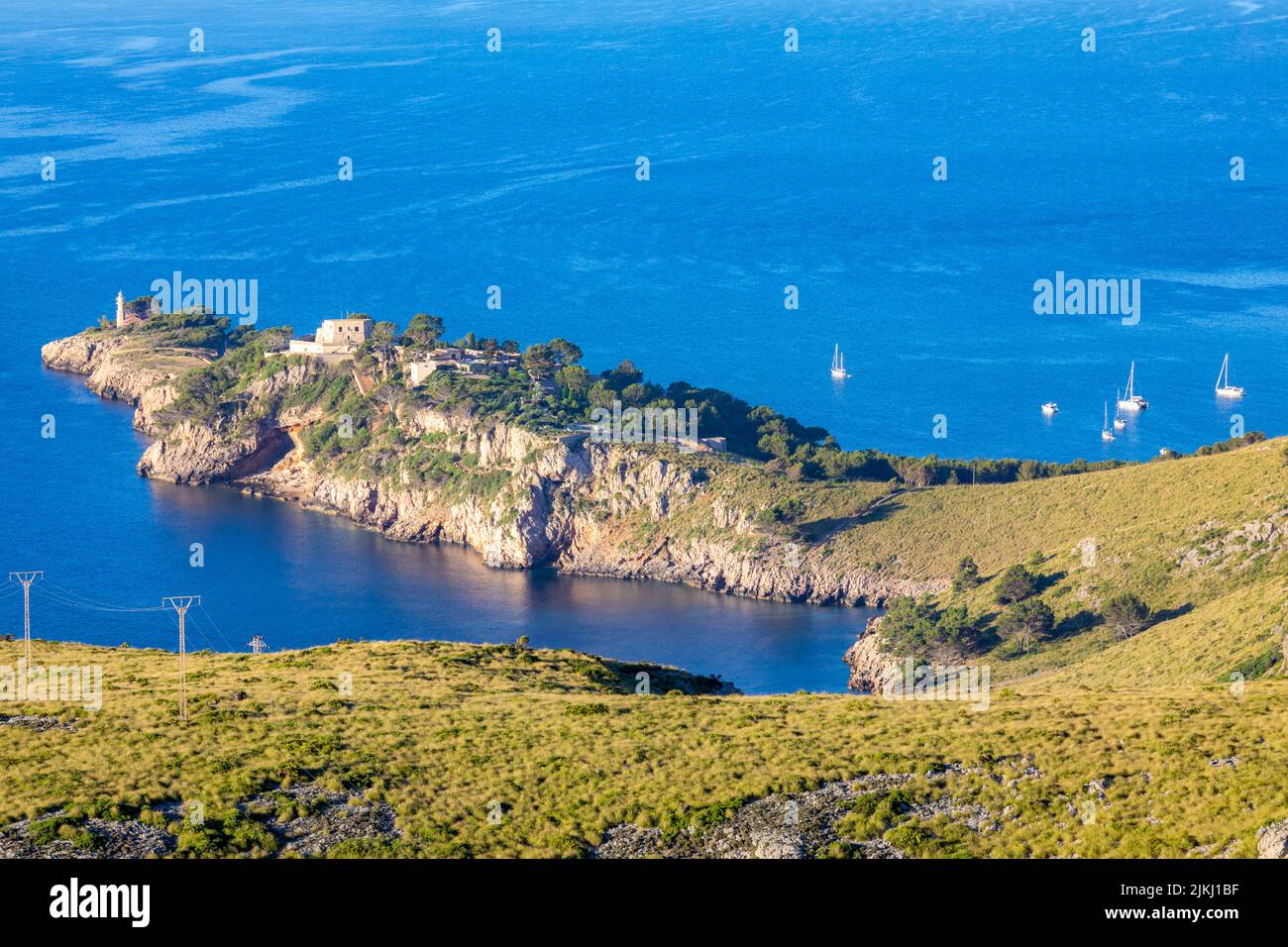 Spanien, Balearen, Mallorca, Bezirk Pollença. La Fortaleza, Punta Avanzada, Puerto de Pollensa Stockfoto