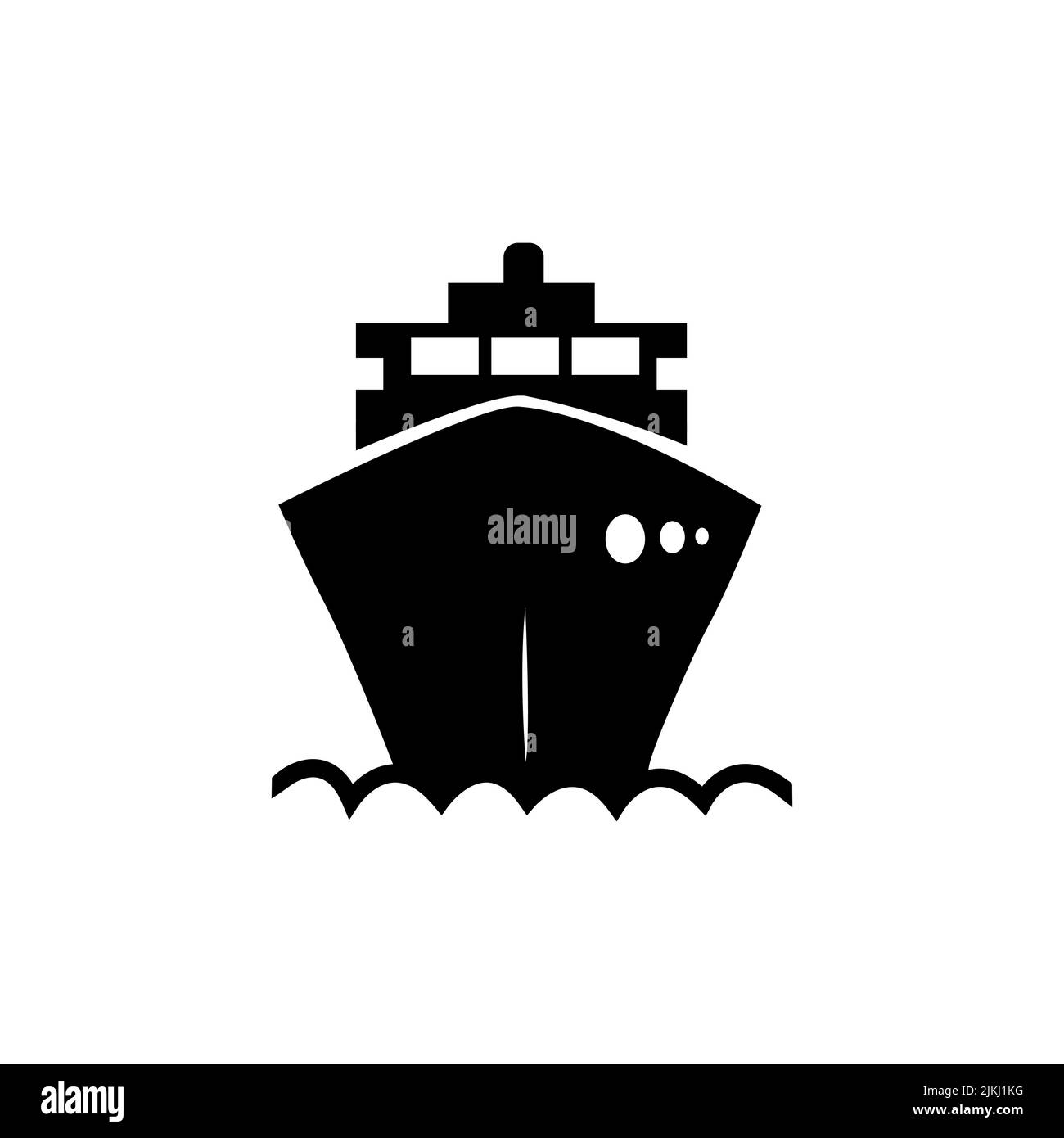 Schiffssymbol flach. Einfaches schwarzes Piktogramm auf weißem Hintergrund. Illustrationssymbol und Bonus-Taste Stock Vektor