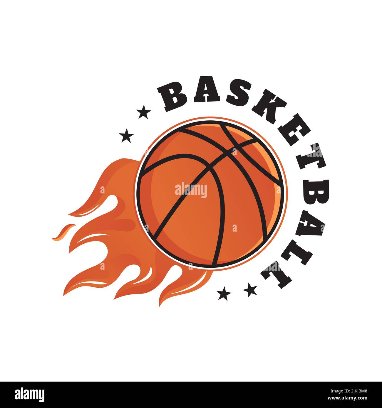 Turnier Basketball Logo Design Symbol auf Feuer, American Basketball, Basketballverein, Emblem, Design mit Ball. Vektorgrafik Sportabzeichen, sp Stock Vektor