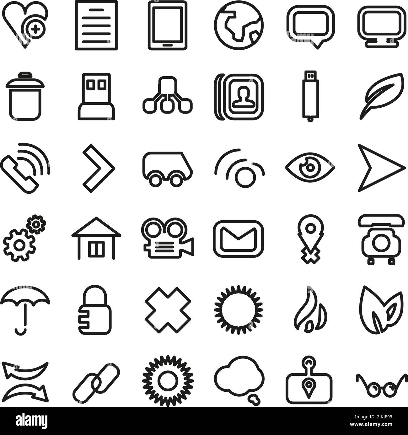 Web-Linie-Icon-Set. Dünne Symbole Stock Vektor