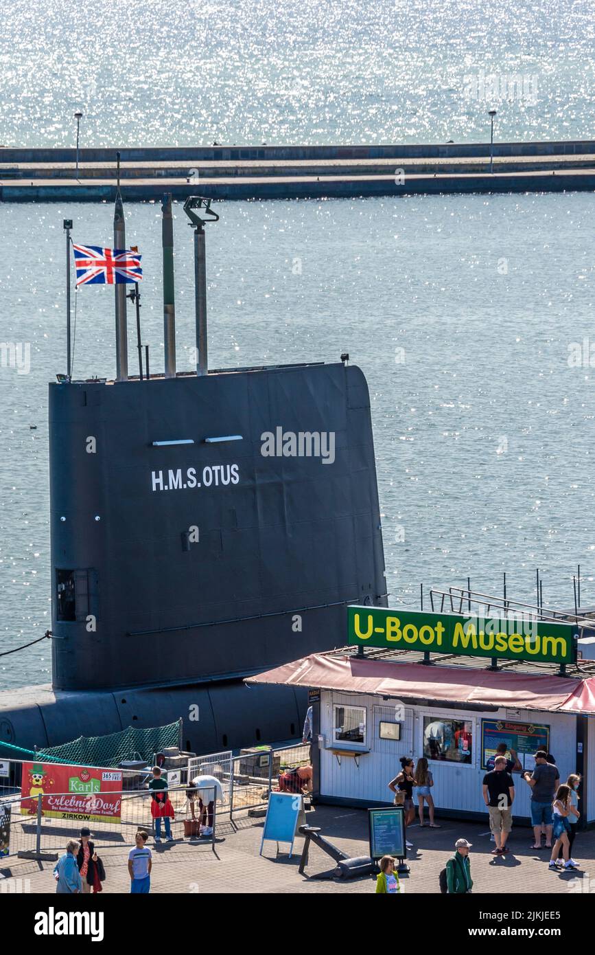 Deutschland, Mecklenburg-Vorpommern, Ostsee, Rügen, Halbinsel Jasmund, Sassnitz, Sassnitz Harbour, Sassnitz Submarine Museum, her Majesty's Submarine OTUS - ein britisches U-Boot Stockfoto