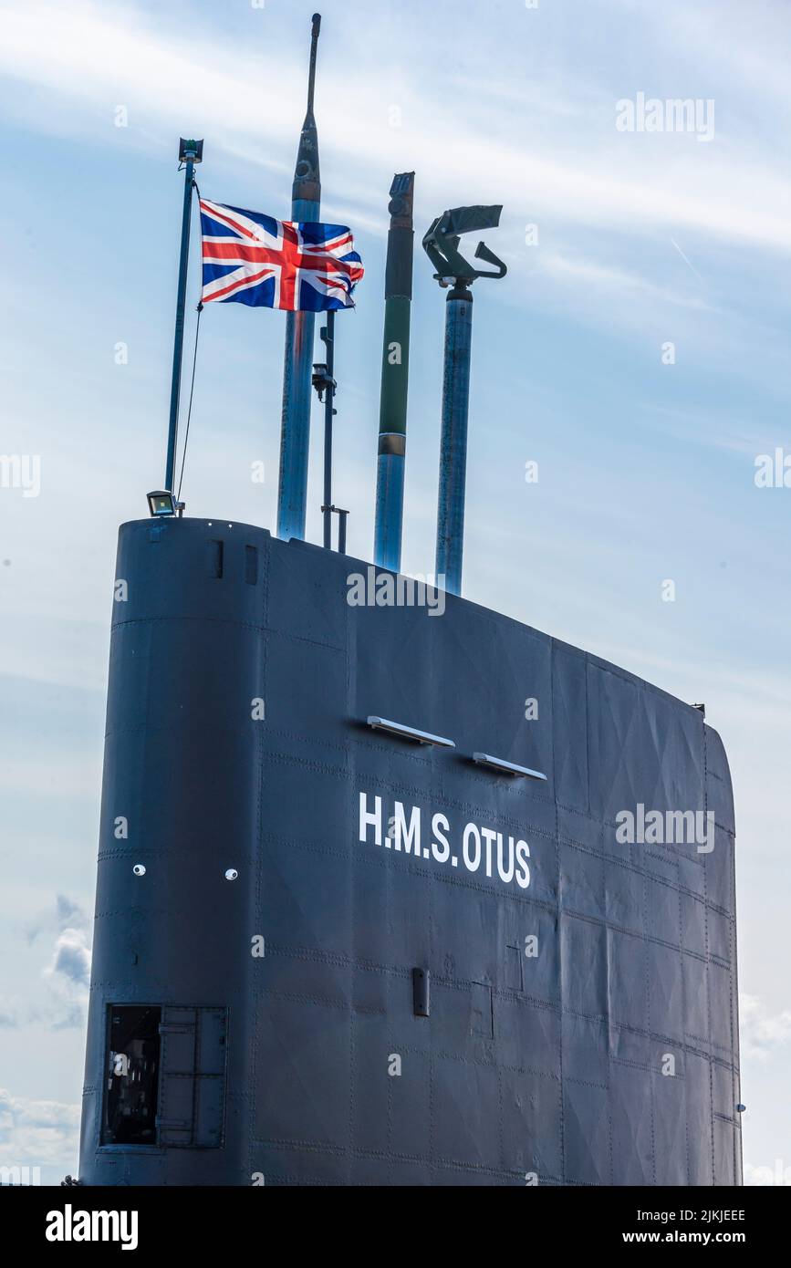 Deutschland, Mecklenburg-Vorpommern, Ostsee, Rügen, Halbinsel Jasmund, Sassnitz, Sassnitz Harbour, Sassnitz Submarine Museum, her Majesty's Submarine OTUS - ein britisches U-Boot Stockfoto
