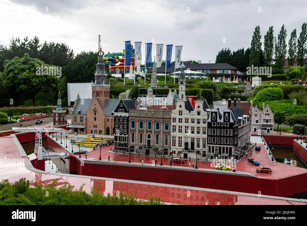 Die Stadt Amsterdam in Mini-Europa Miniatur historischen europäischen Gebäuden Park in Brüssel, Belgien Stockfoto