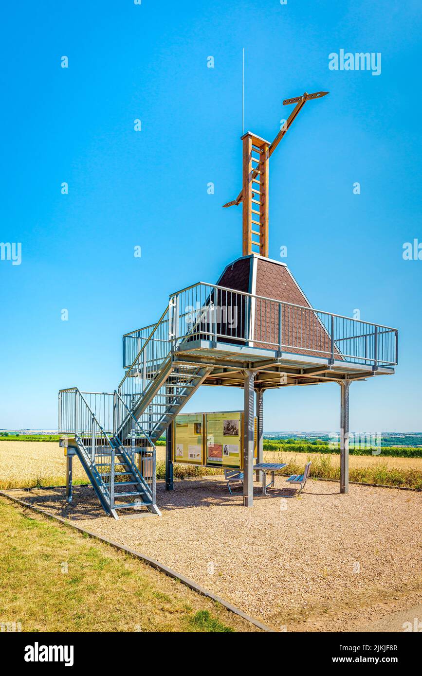 Napoleonische Telegrafenstation bei Elsheim in Rheinhessen, bei Windhäuser Hof, Teil der Telegrafenleitung Metz-Mainz, Nachrichtenübertragung durch optische Signale, Rheinland-Pfalz, Deutschland Stockfoto