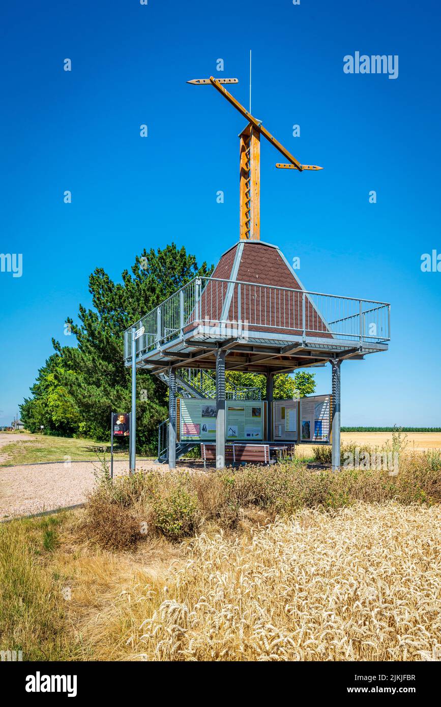 Napoleonische Telegrafenstation bei Elsheim in Rheinhessen, bei Windhäuser Hof, Teil der Telegrafenleitung Metz-Mainz, Nachrichtenübertragung durch optische Signale, Rheinland-Pfalz, Deutschland Stockfoto