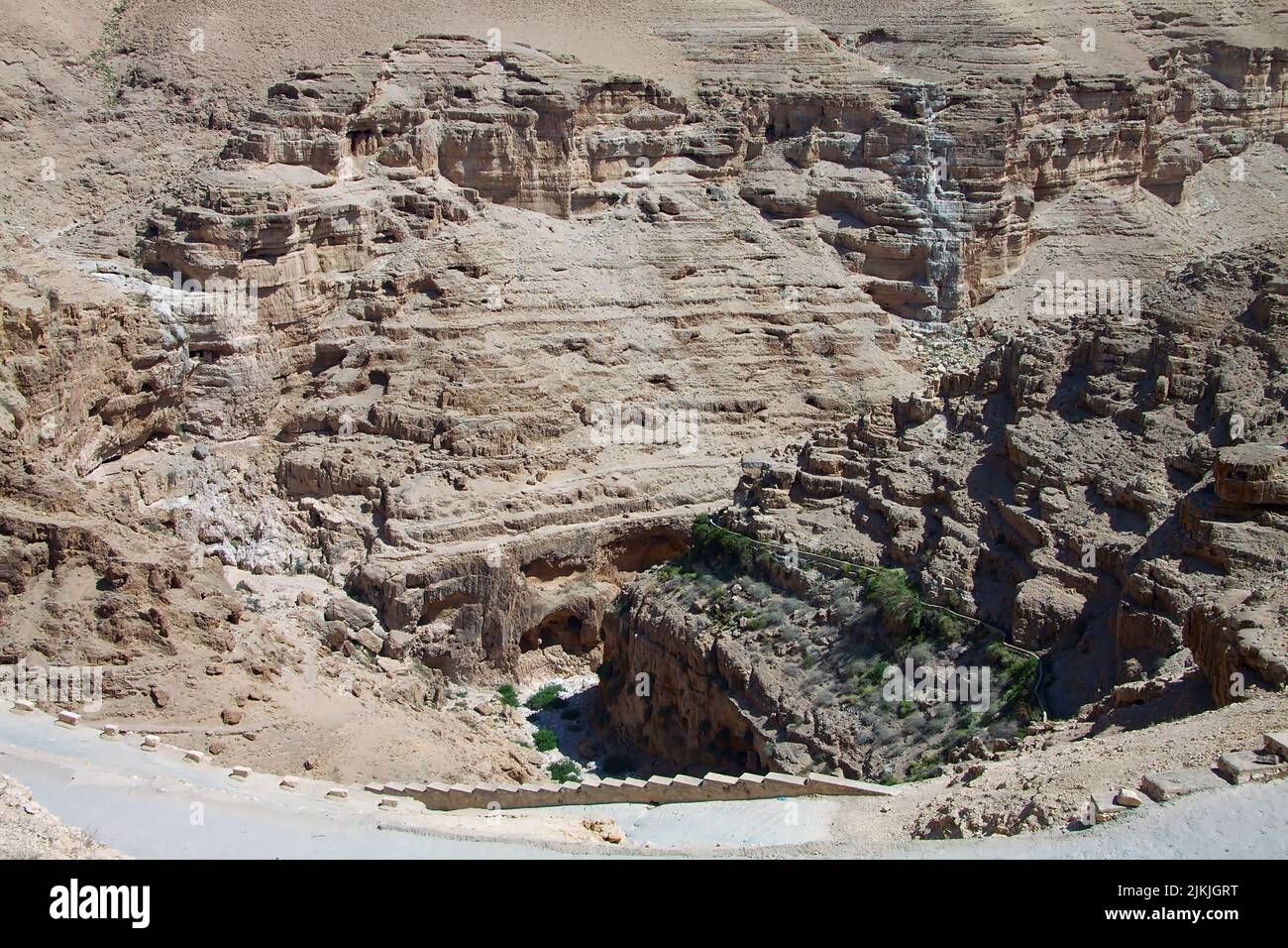 Eine schöne Aufnahme des Wadi Qelt Tals Stockfoto