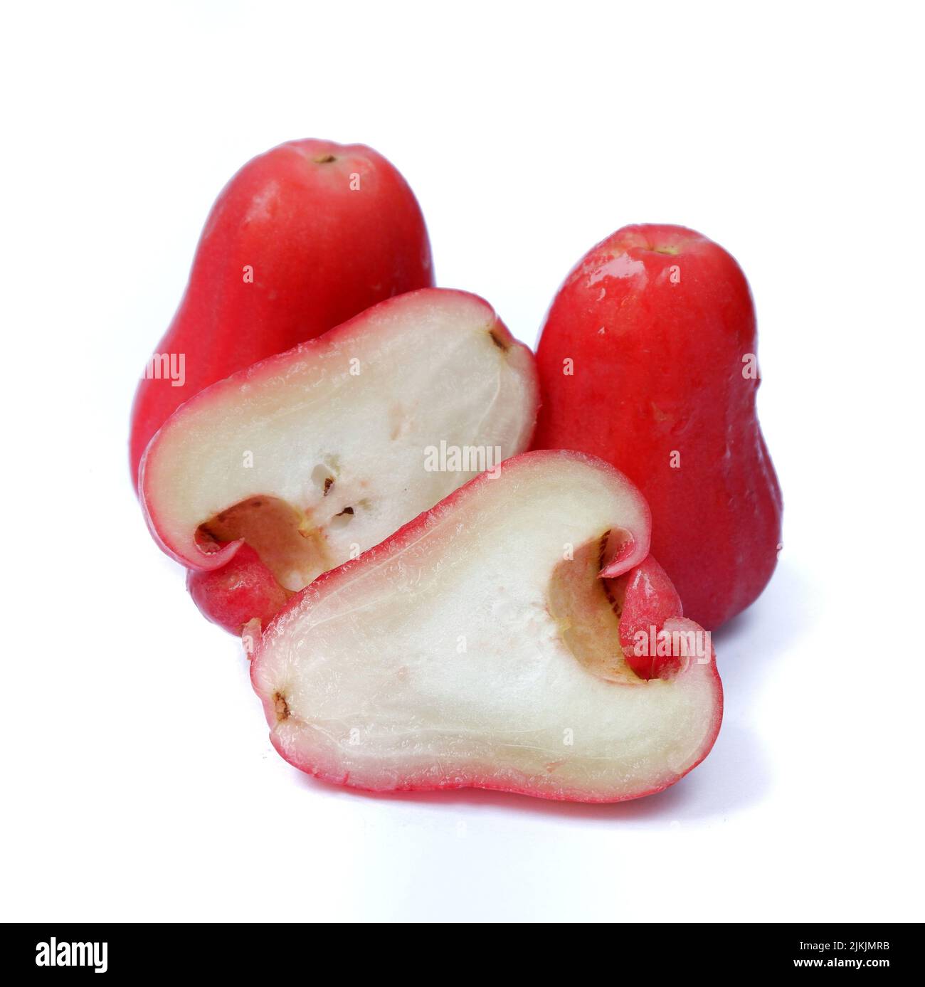 Rosenapfel oder Wasserguava isoliert auf weißem Hintergrund Stockfoto
