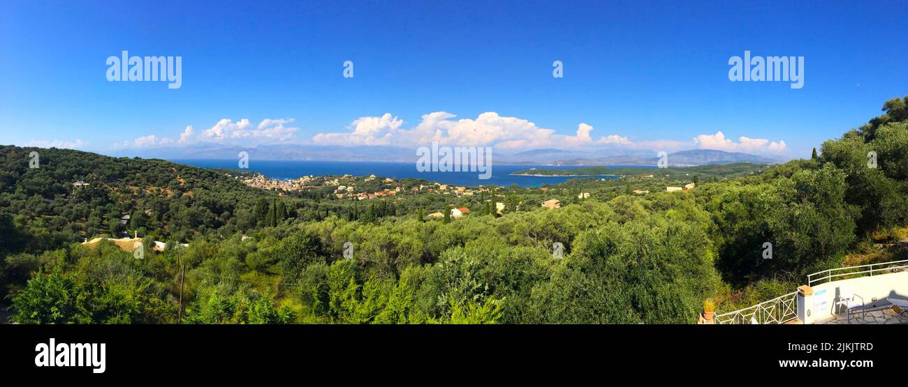 Eine Panorama-Luftaufnahme von Korfu Stockfoto