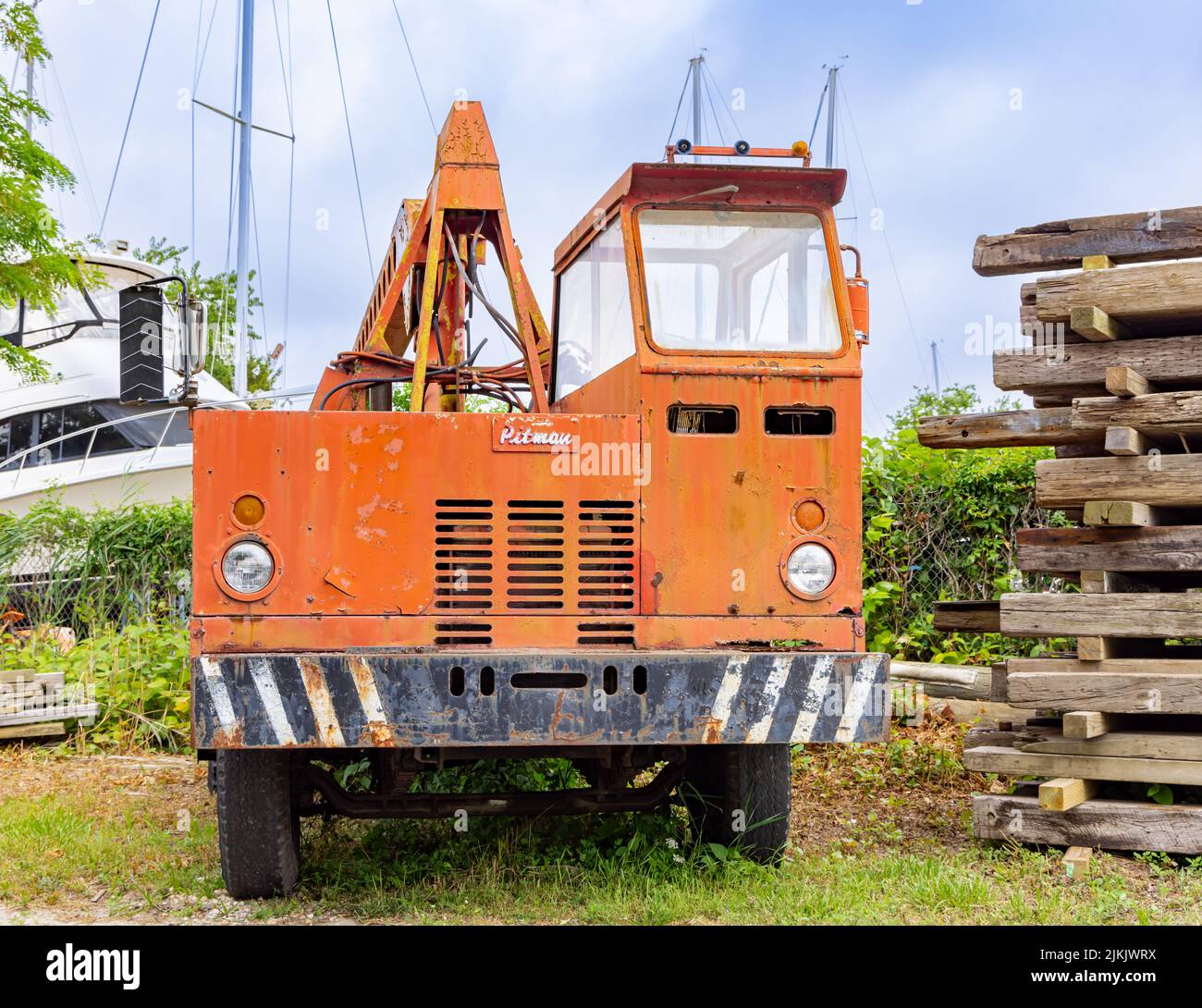 Vorderseite eines alten Pitman-Trucks Stockfoto