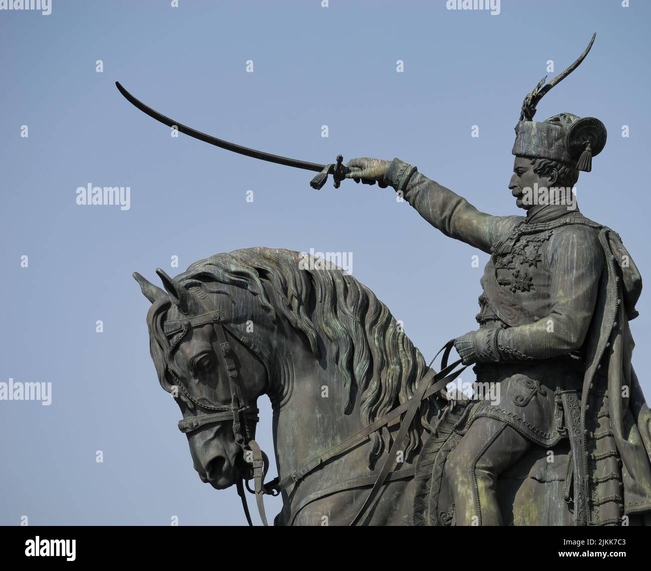 Die Statue von Ban Josip Jelacic auf dem Ban Josip Jelacic Platz in Zagreb, Kroatien Stockfoto