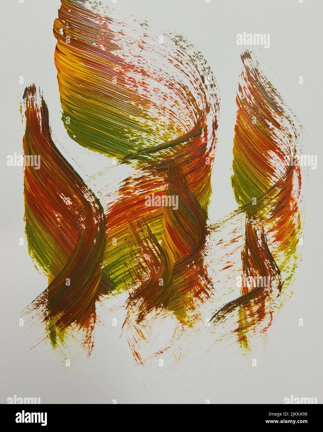 Eine Nahaufnahme einer Farbe bunte Pinselstriche auf weiße Wand Stockfoto