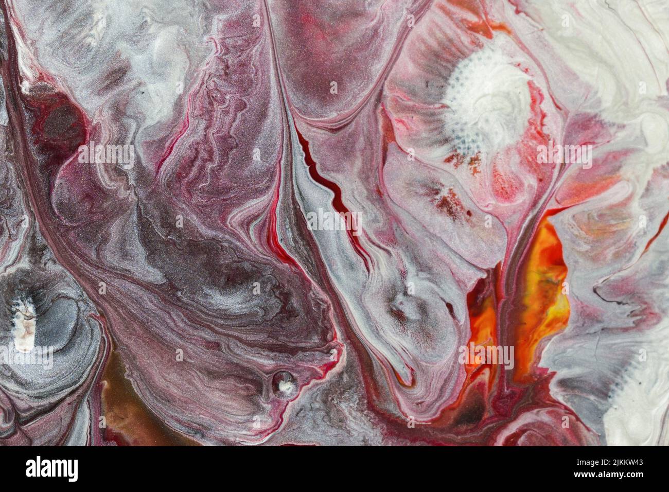 Die abstrakte Malerei mit Acryl mit Fluid Pour Stockfoto
