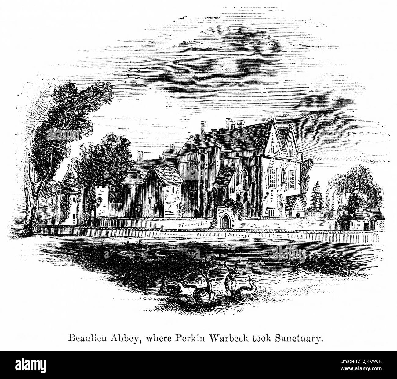 Beaulieu Abbey, Where Perkin Warbeck take Sanctuary, Illustration from the Book, „John Cassel’s Illustrated History of England, Volume II“, Text von William Howitt, Cassell, Petter und Galpin, London, 1858 Stockfoto