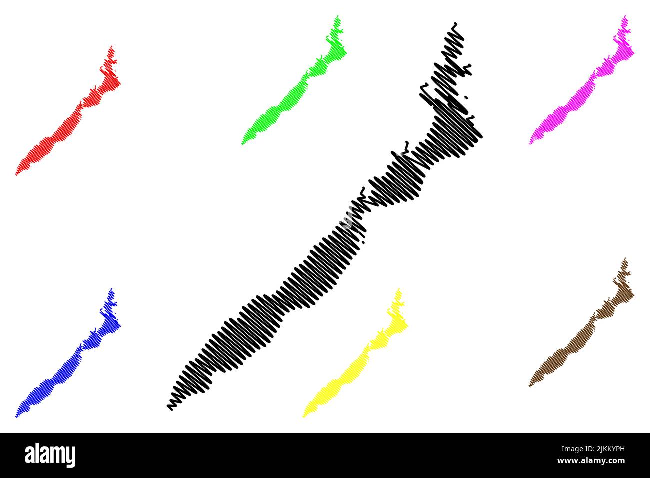 Palawan-Insel (Südostasien, Republik der Philippinen, philippinische Inseln oder Archipel) Kartenvektordarstellung, Scribble-Skizze Palawan-Karte Stock Vektor