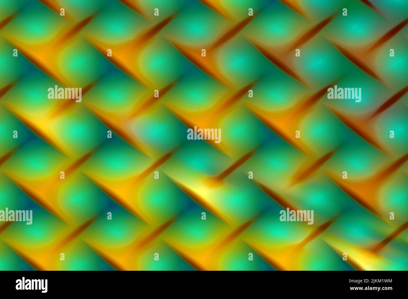 Schattierter Hintergrund mit geometrischen Mustern, grünen und braunen Farben, orange, abstrakte Textur, Hintergrund für Projekte, Karte, Für Text platzieren Stockfoto