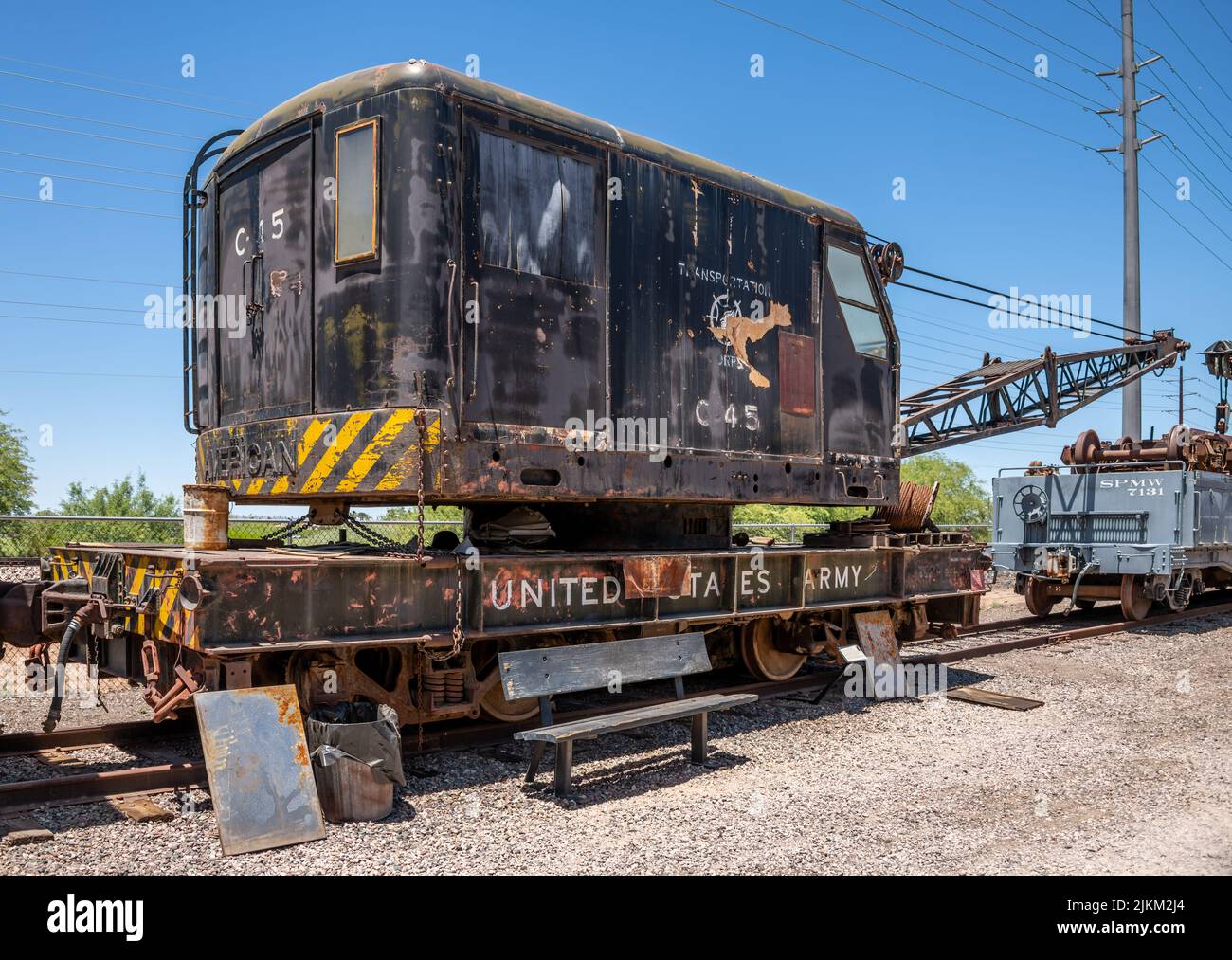 Arizona Railway Museum - United States Army Crane Stockfoto