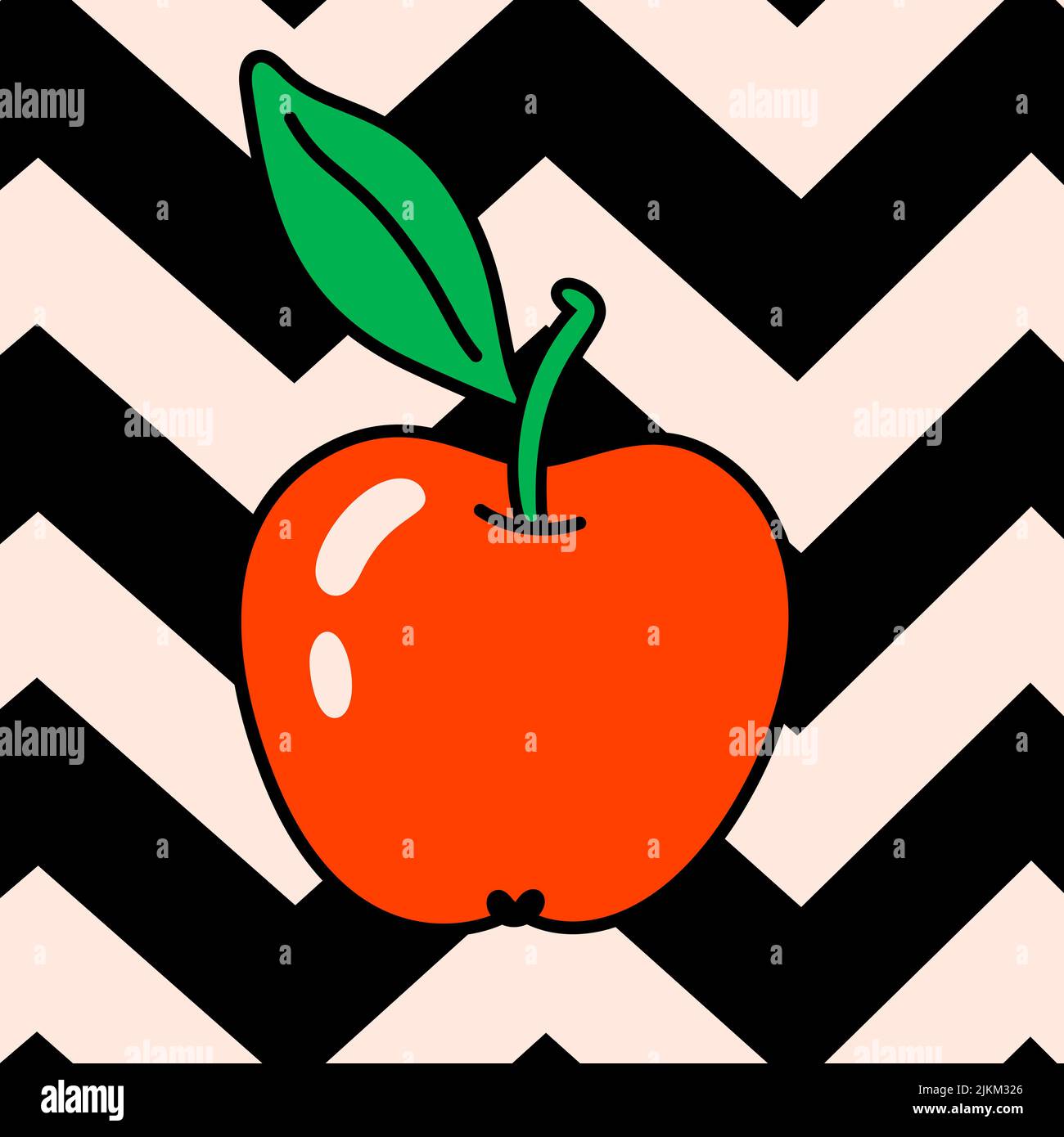Cartoon Vektor lustig niedlich Comic-Figuren, roter Apfel. Stock Vektor