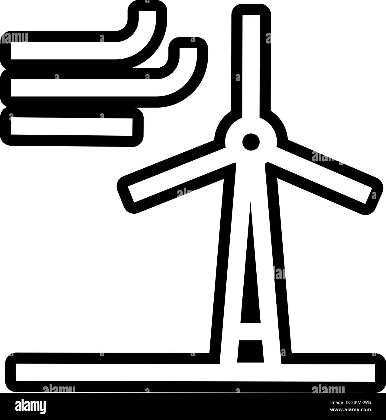 Symbol für Windenergie, schwarze Vektorgrafik. Stock Vektor