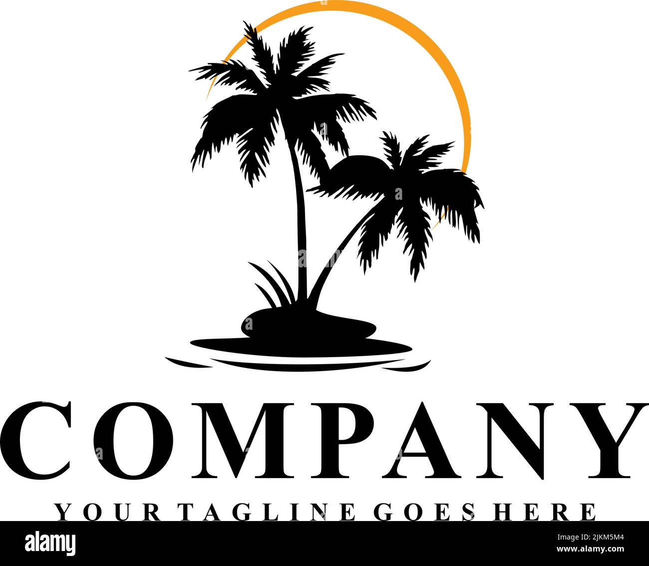 Inspirierendes Design mit Strandpalmen-Logo Stock Vektor