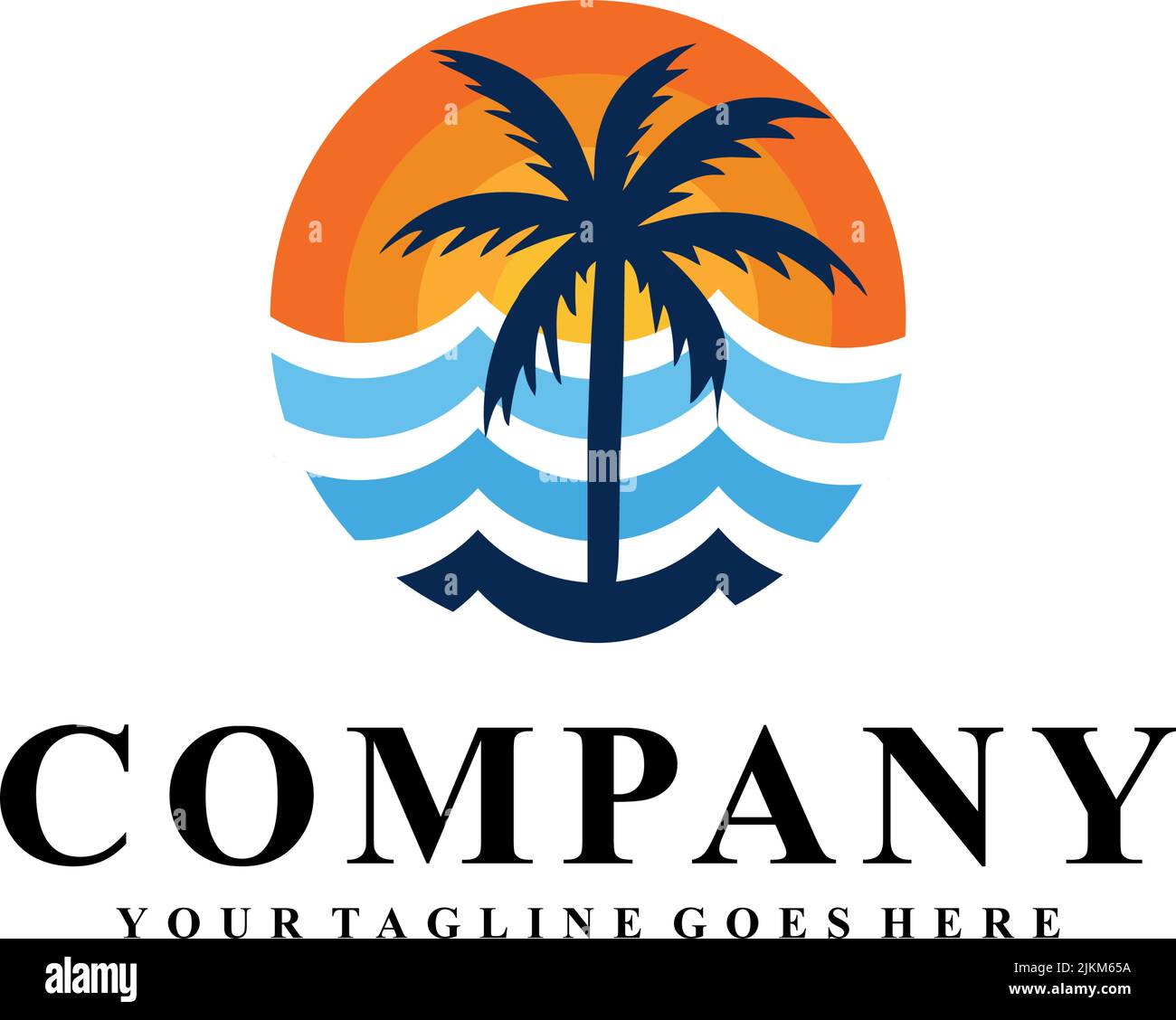 Inspirierendes Design mit Strandpalmen-Logo Stock Vektor