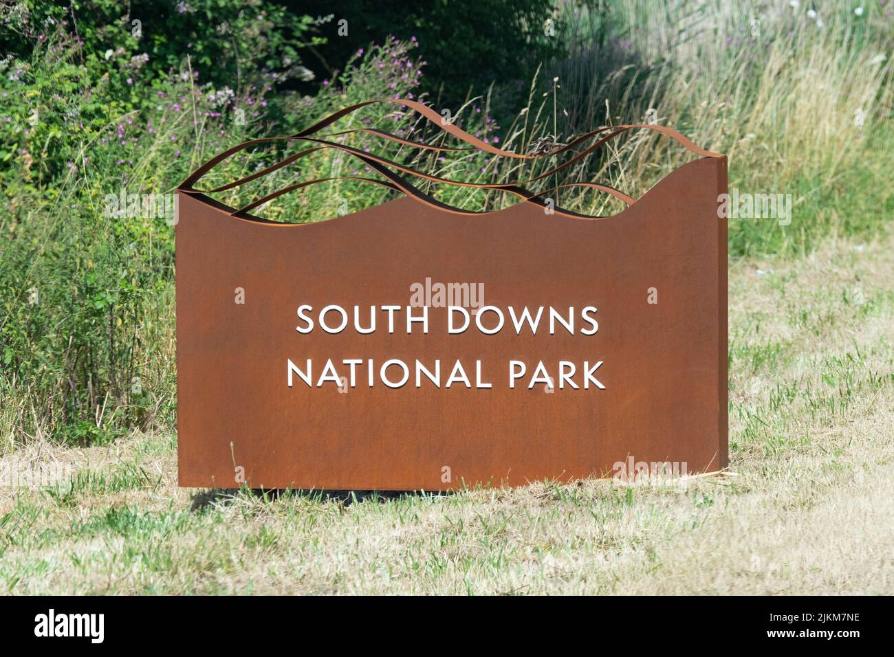 Eintrittsschild zum South Downs National Park Stockfoto