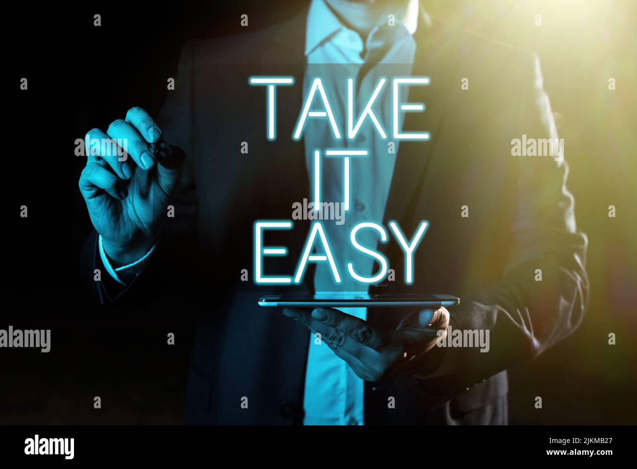 Inspiration zeigt Schild Take IT Easy. Konzept bedeutet entspannt sein Sie sich nicht um