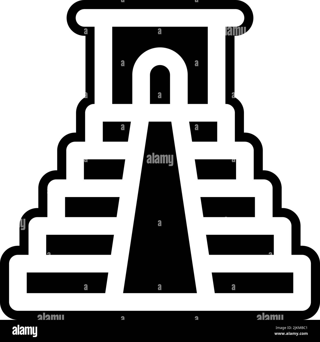 chichen itza Pyramid Icon schwarze Vektorgrafik. Stock Vektor