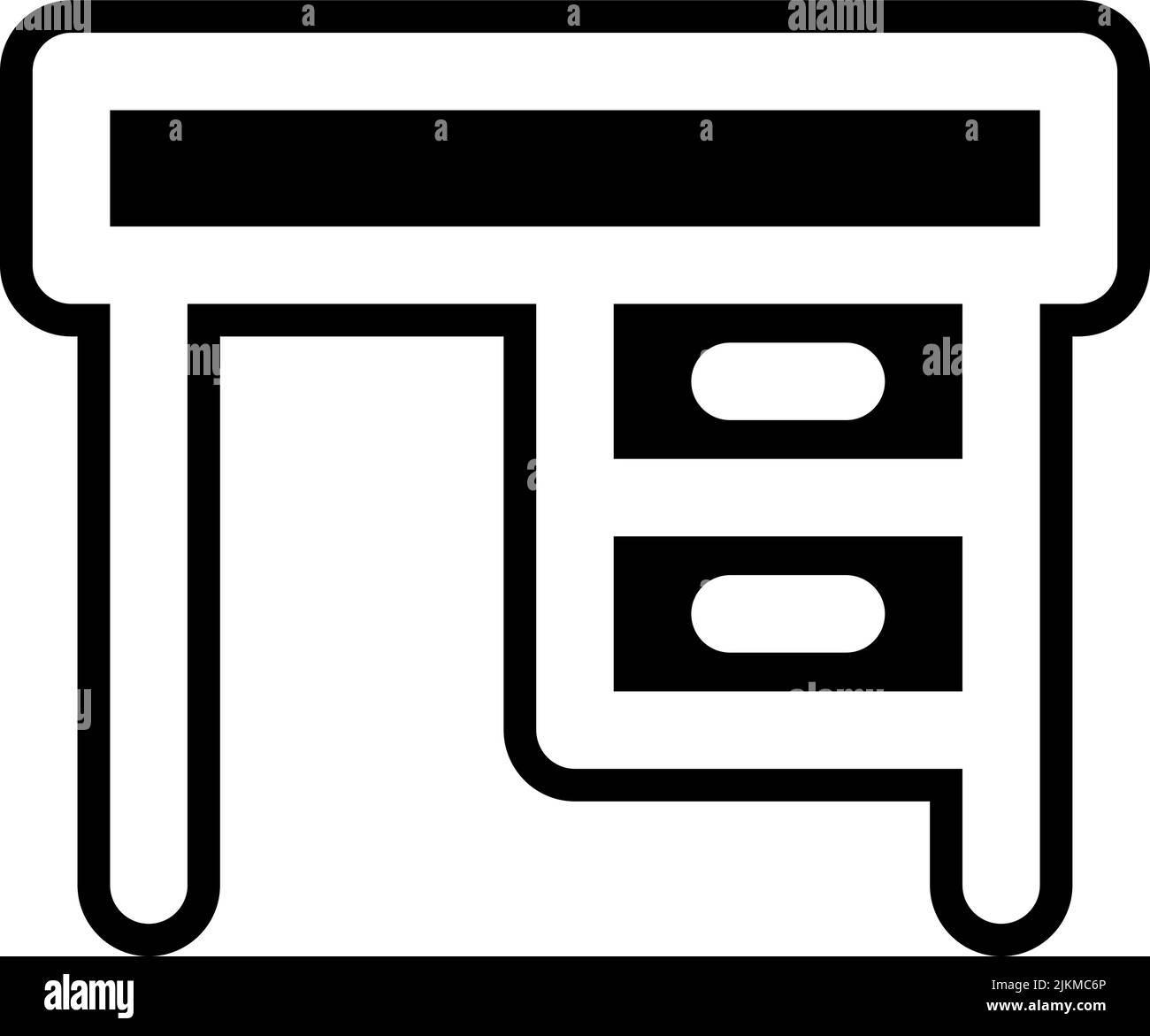 Schreibtischsymbol, schwarze Vektorgrafik. Stock Vektor